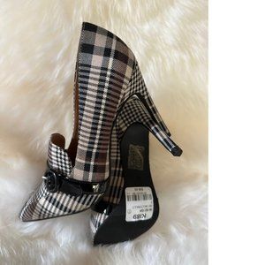 NEW Le Chateau Tartan shoes Wedding Plaid Black White Heel Stilettos Herringbone